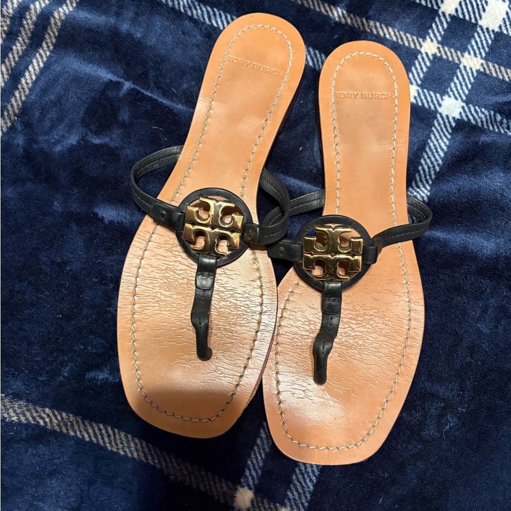 Tory Burch Black and Tan Sandals